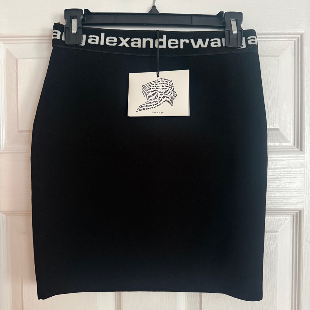 Alexander Wang Black Pencil Skirt with Logo Waistband